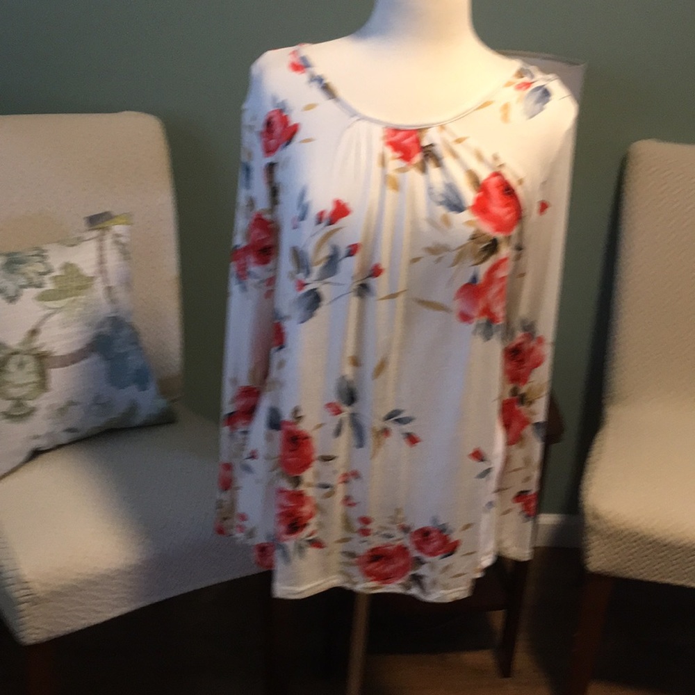 NWOT TASAMO long sleeve pleated back closure top